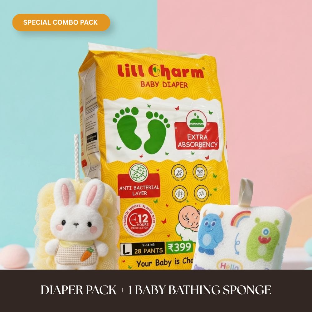 Premium Baby Diaper Combo Pack with Bathing Sponge